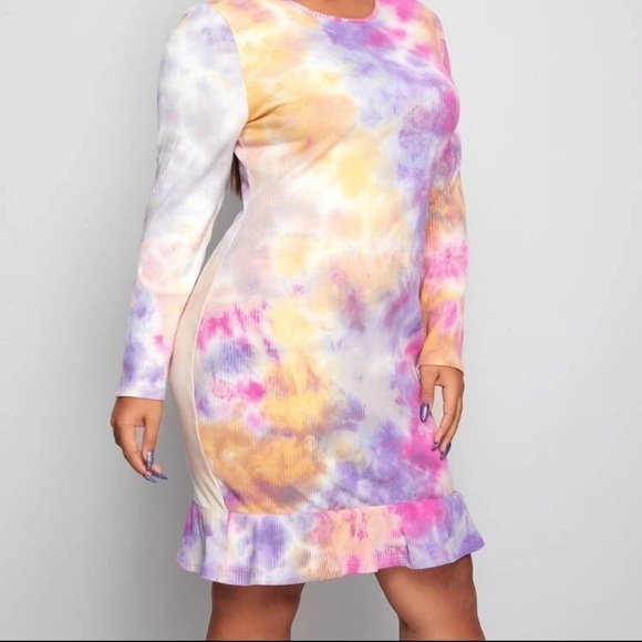 Tie dye long sleeve casual dress - Picture 2 of 6